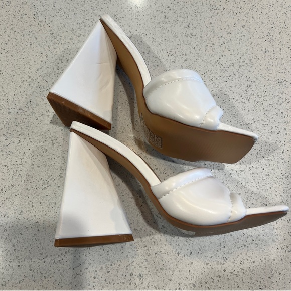 Mayven White Square-Toe High Heel Slide Sandals Size 7 - Picture 3 of 5